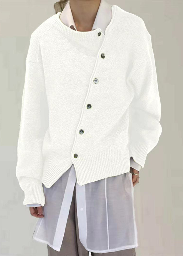Camel Asymmetrical Design Knit Sweaters Autumn