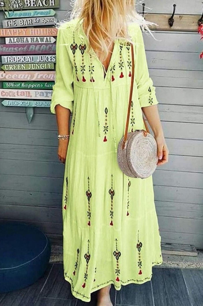 Spring Summer Print Long Dress