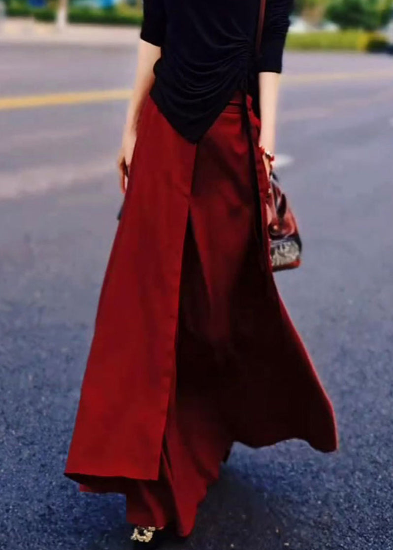 New Red High Waist Silk Skirts Summer