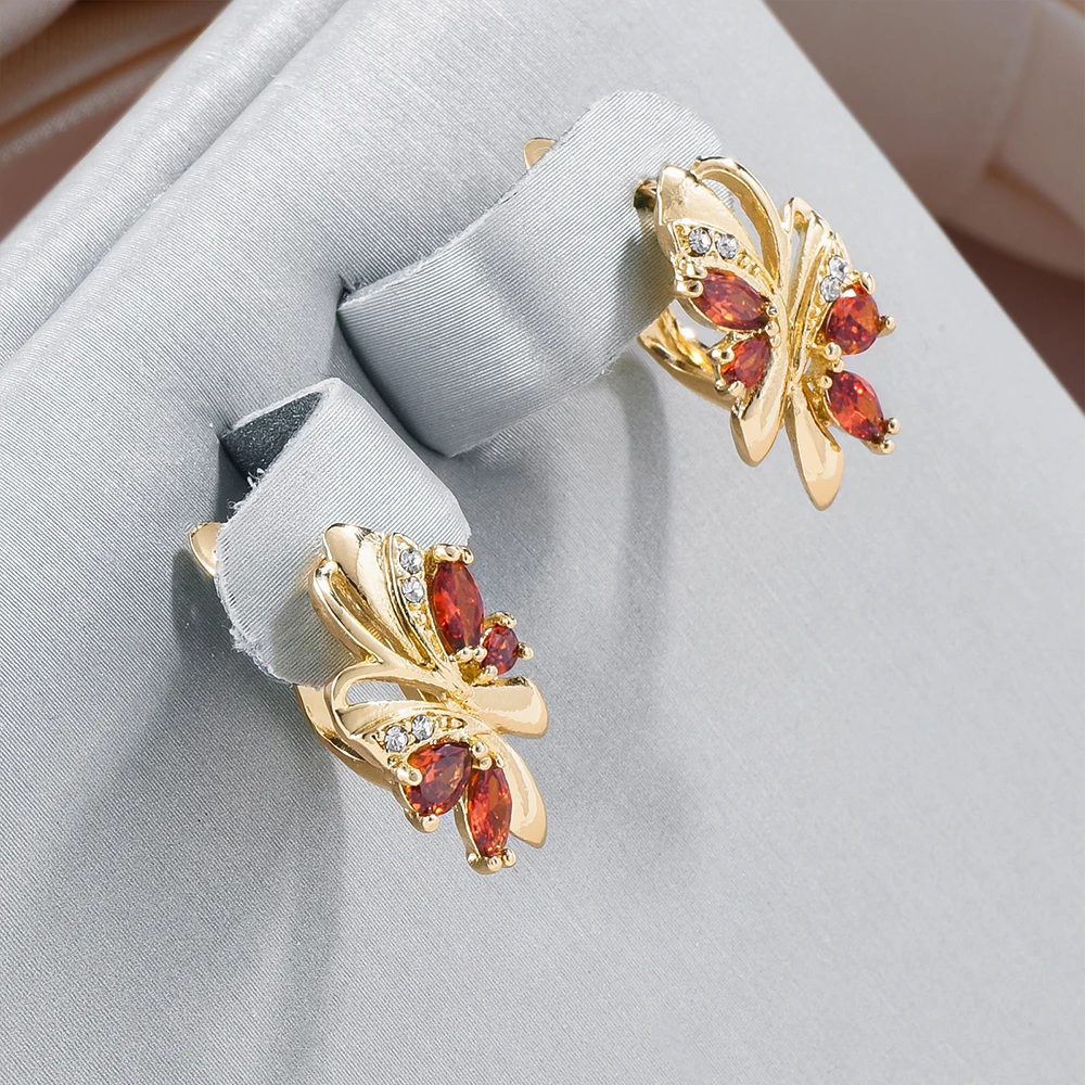 Red Crystal Butterfly Earrings
