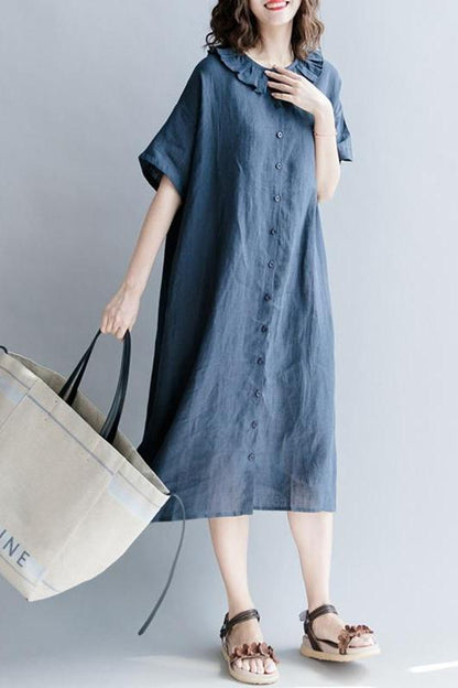 Cotton Linen Dresses With Sleeves Loose Clothes