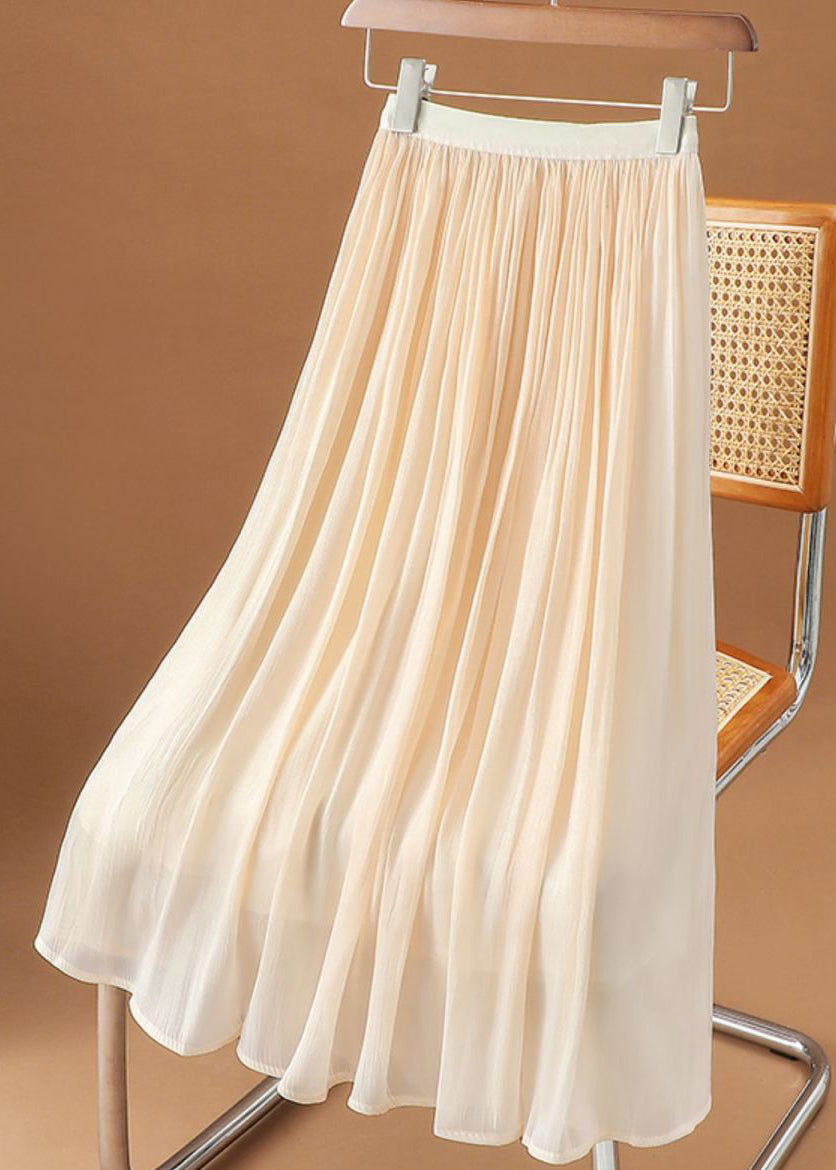 Simple White Wrinkled Chiffon Skirt Summer