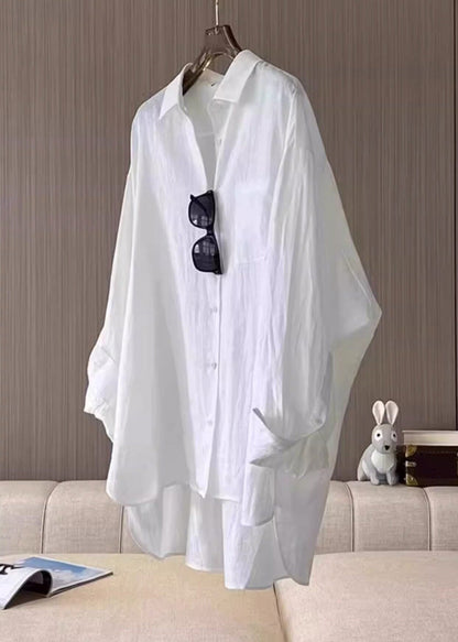 White Oversized Cotton Shirts Spring