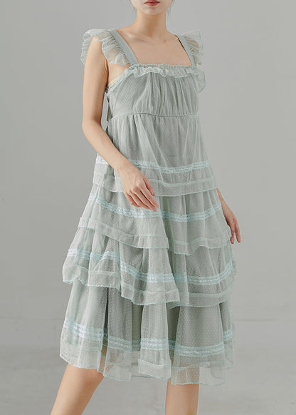 Light Blue Patchwork Tulle Summer Dress