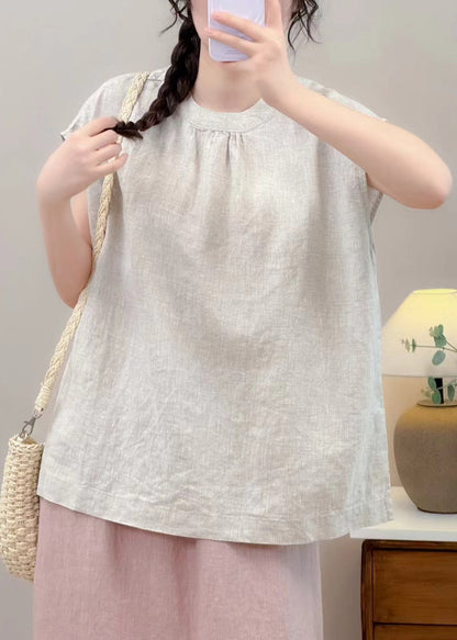 Unique Yellow Oversized Wrinkled Linen Shirt Summer