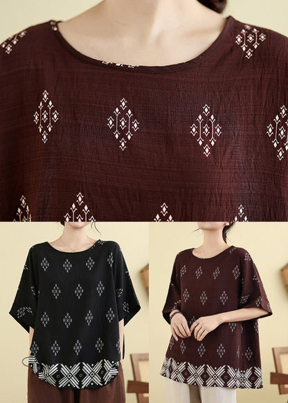 Black O-neck Loose Top Summer