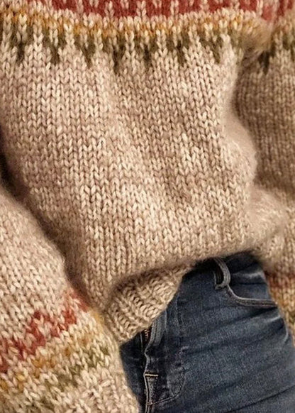 Red Striped Cozy Knit Sweaters Spring