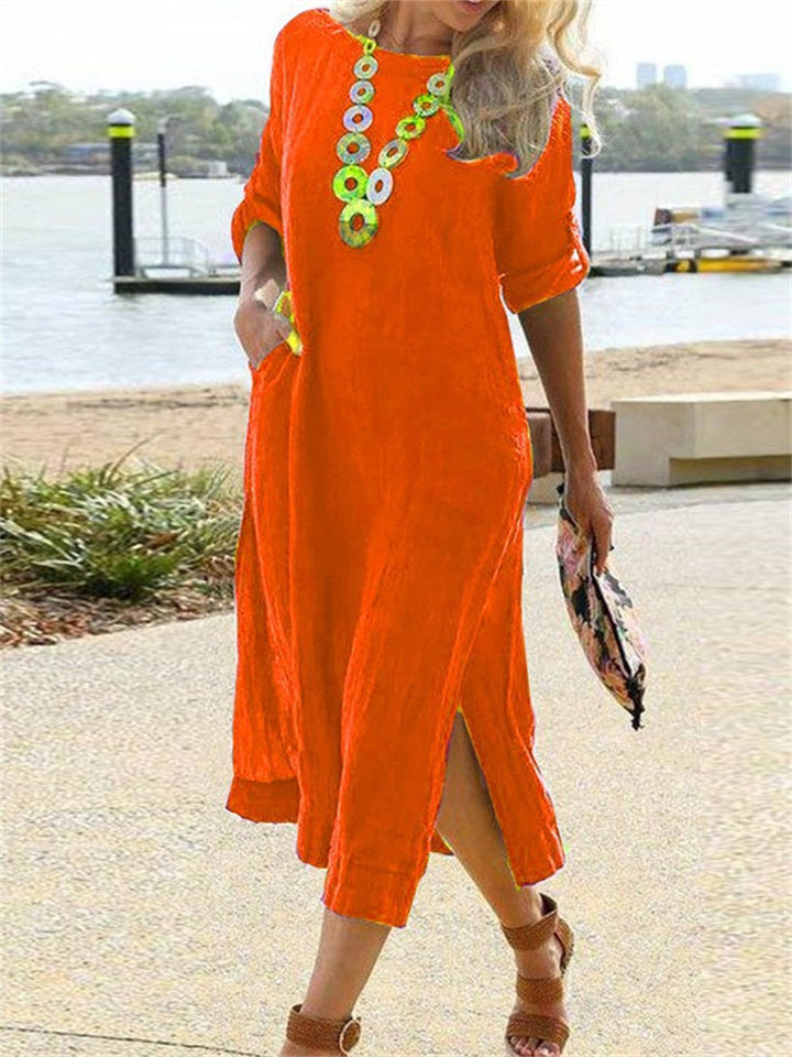 Spring Outfit Cotton Linen Long Dress for