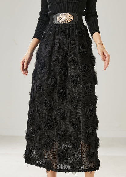 Natural Black Stereoscopic Knit Skirts Summer