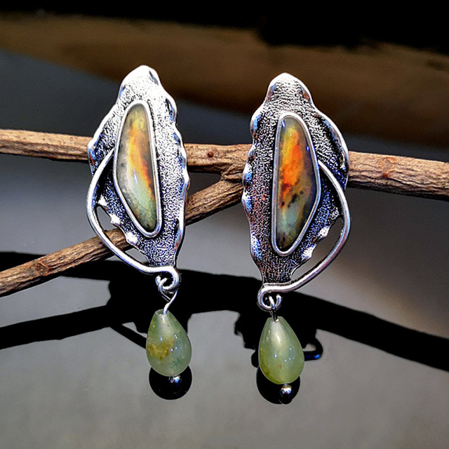 Cosmic Green Stone Earrings