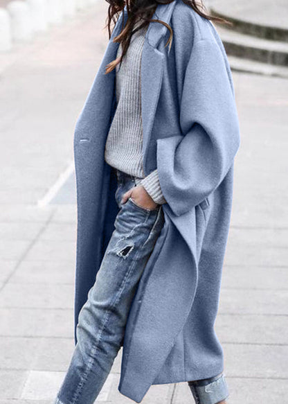Grey Peter Pan Collar Pockets Woolen Trench Fall