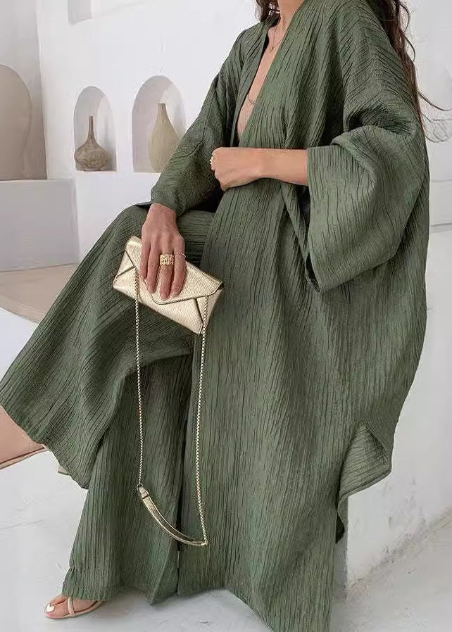 Style Brown Cardigans and Trousers Cotton Two Pieces Set Fall