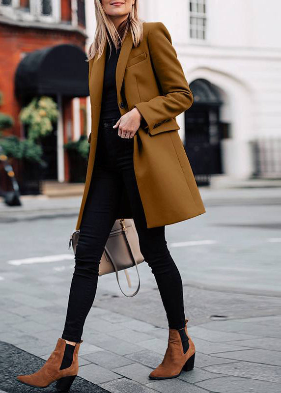 Boutique Brown Peter Pan Collar Pockets Suit Coats Fall