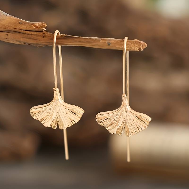Golden Petal Dangling Earrings