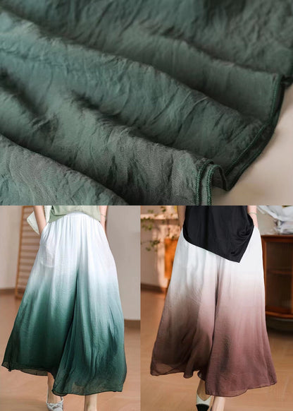 Gradient Brown Cotton Crop Pants a Line Spring
