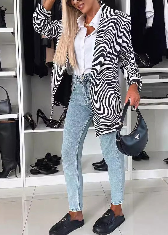 Autumn Leopard Print Button Suit Coat