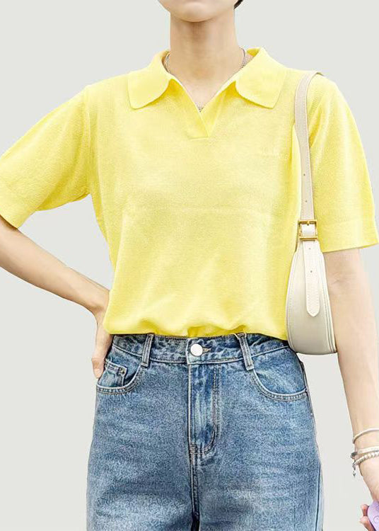 Simple Black Peter Pan Collar Cotton T Shirts Summer