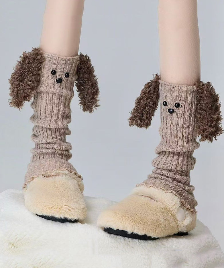 Cartoon Coffee Fuzzy Fur Knit Sock Covers