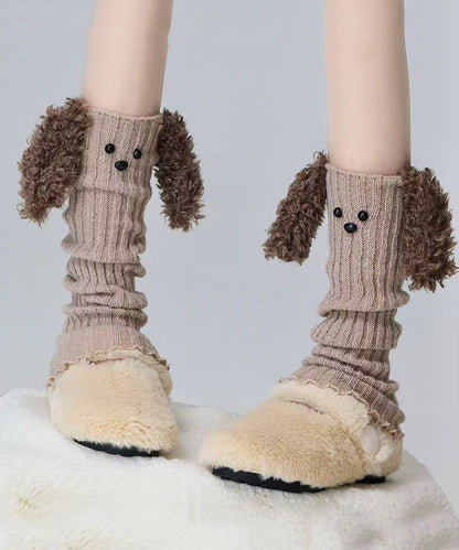 Cartoon Coffee Fuzzy Fur Knit Sock Covers