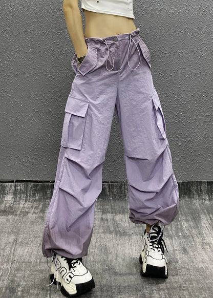 New White Gradient Drawstring Thin Beam Pants Summer
