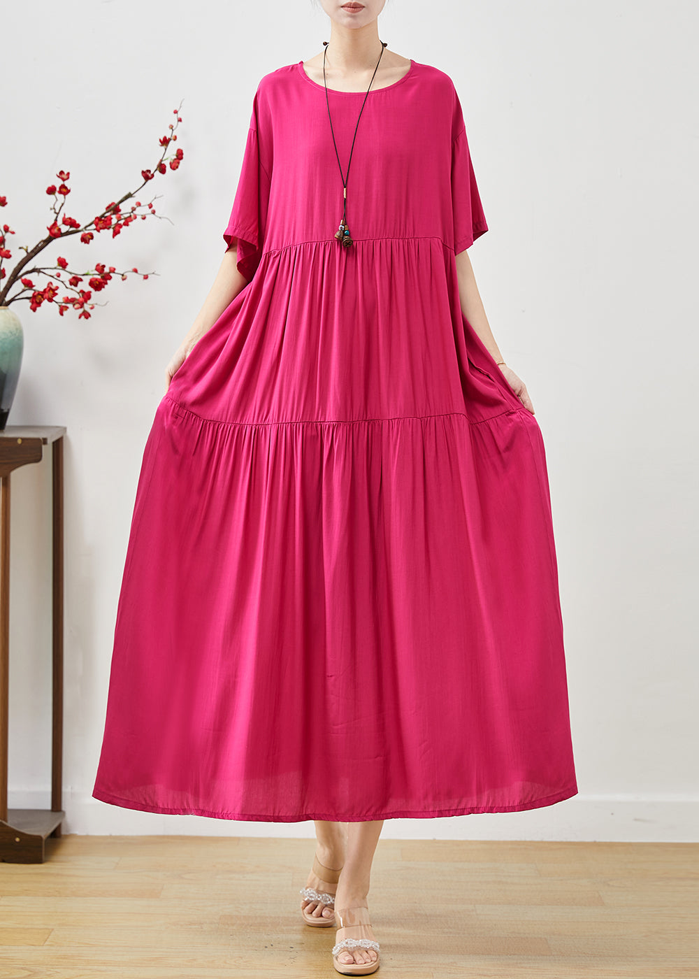 Rose Oversized Patchwork Cotton Maxi Dresses Summer