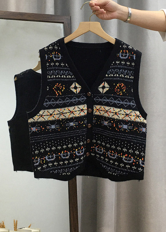 Apricot V Neck Button Knit Vest Tops Sleeveless