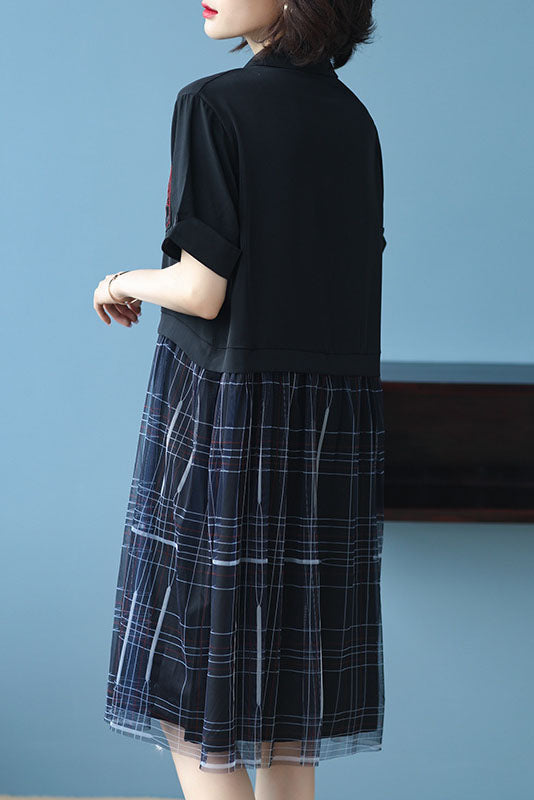 Summer Loose Mesh Embroidered Dress