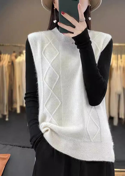 Beige O-neck Cozy Knit Vest Sleeveless