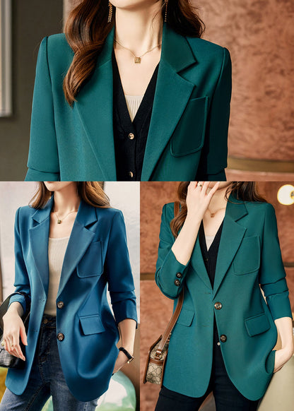 Green Peter Pan Collar Patchwork Cotton Coats Spring