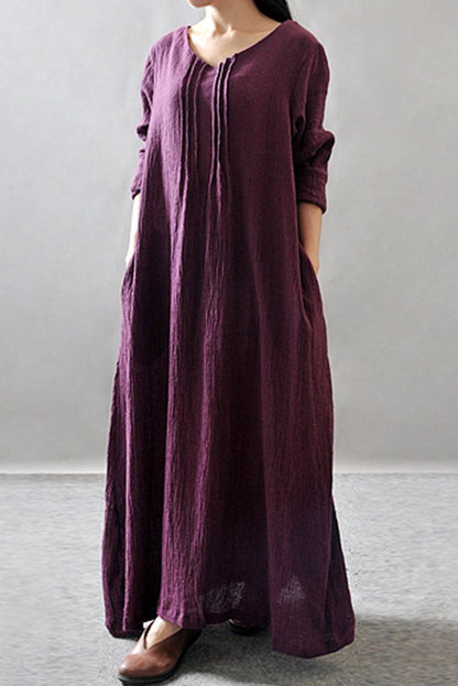 Purple/black/orange Maxi Linen Dresses