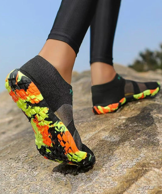 Black Cozy Breathable Mesh Splicing Flat Feet Shoes