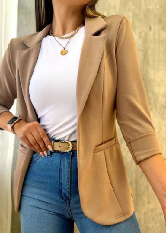 Boutique Simple Pink Notched Pockets Suit Coats Fall