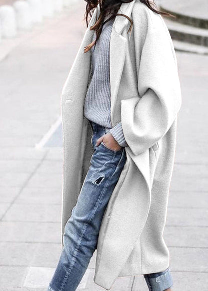 Grey Peter Pan Collar Pockets Woolen Trench Fall