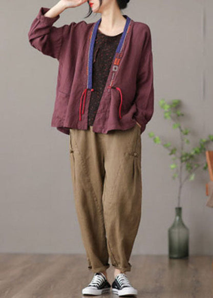 Mulberry Embroidered Patchwork Loose Coat Spring