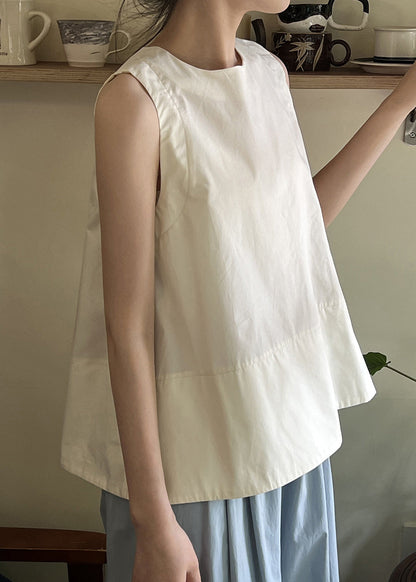 Green O Neck Cotton Tops Sleeveless