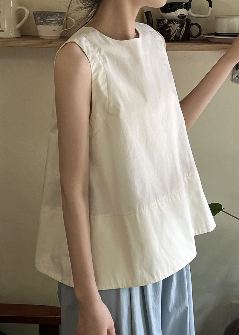 Green O Neck Cotton Tops Sleeveless