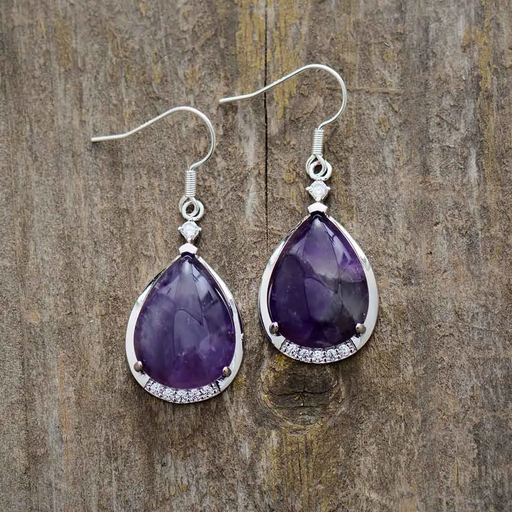 Purple Crystal Drop Earrings