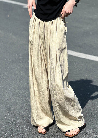 Apricot Thin Cotton Summer Pants Elastic Waist
