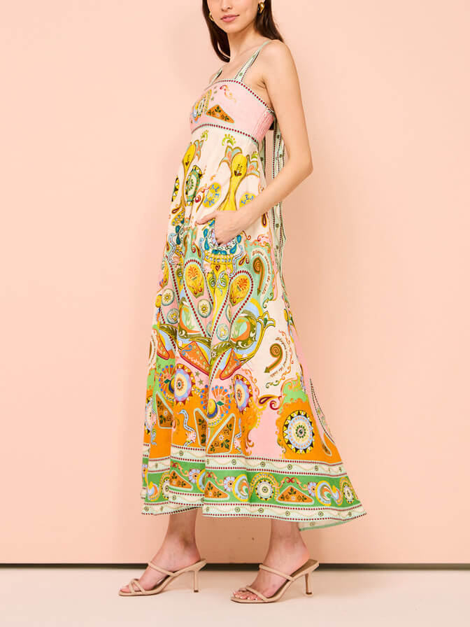 Fashionable Unique Holiday Print Midi Dress