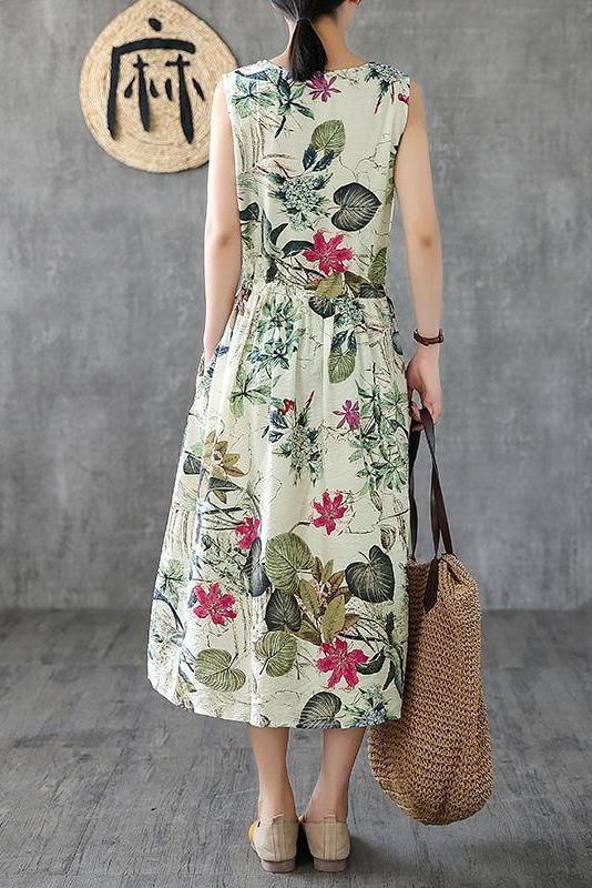 Limited Stock- Summer Printed Cotton Sleeveless Pinafore Dress