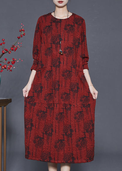 Mulberry Oversized Jacquard Spandex Holiday Dress Fall