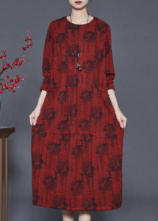 Mulberry Oversized Jacquard Spandex Holiday Dress Fall
