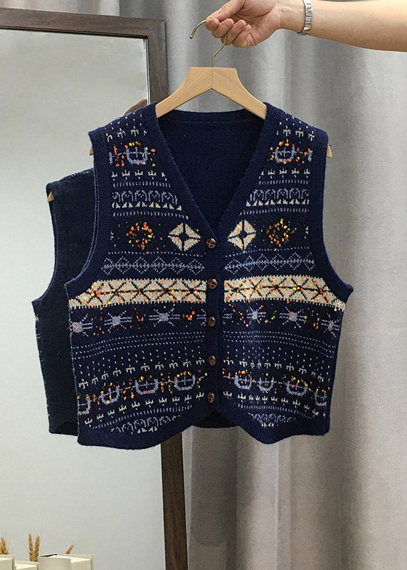 Apricot V Neck Button Knit Vest Tops Sleeveless