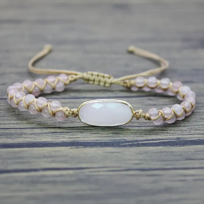 Natural Stone Charm Beaded Bracelet