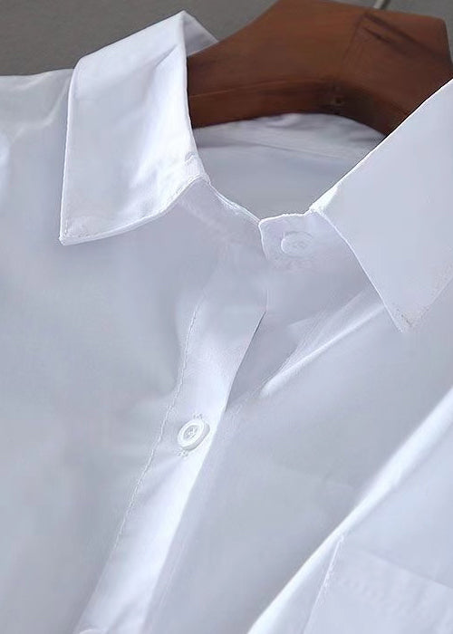 Diy White Patchwork Denim Cotton Fake Two Piece Blouse Tops Spring