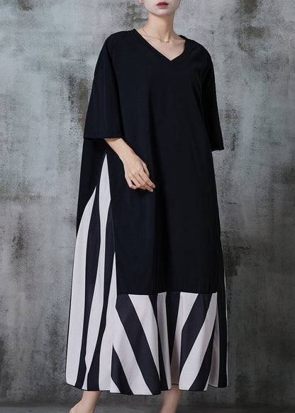 Diy Black Oversized Patchwork Cotton Dress Summer