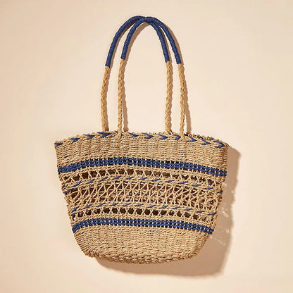 New Straw Woven Shoulder Tote Shoppers Party Towels Large Top Handle Handbags