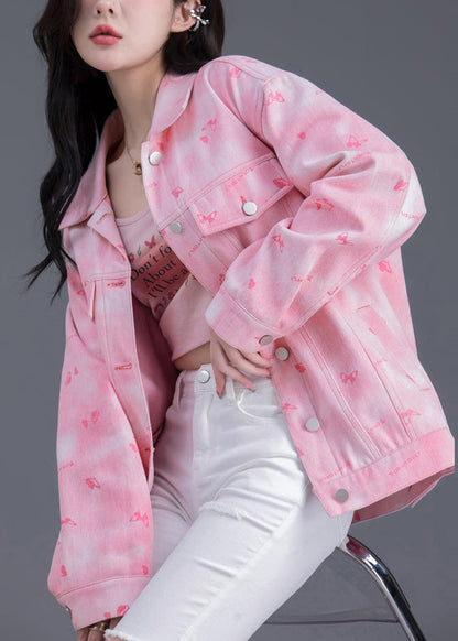 Boutique Pink Oversized Denim Jackets Spring