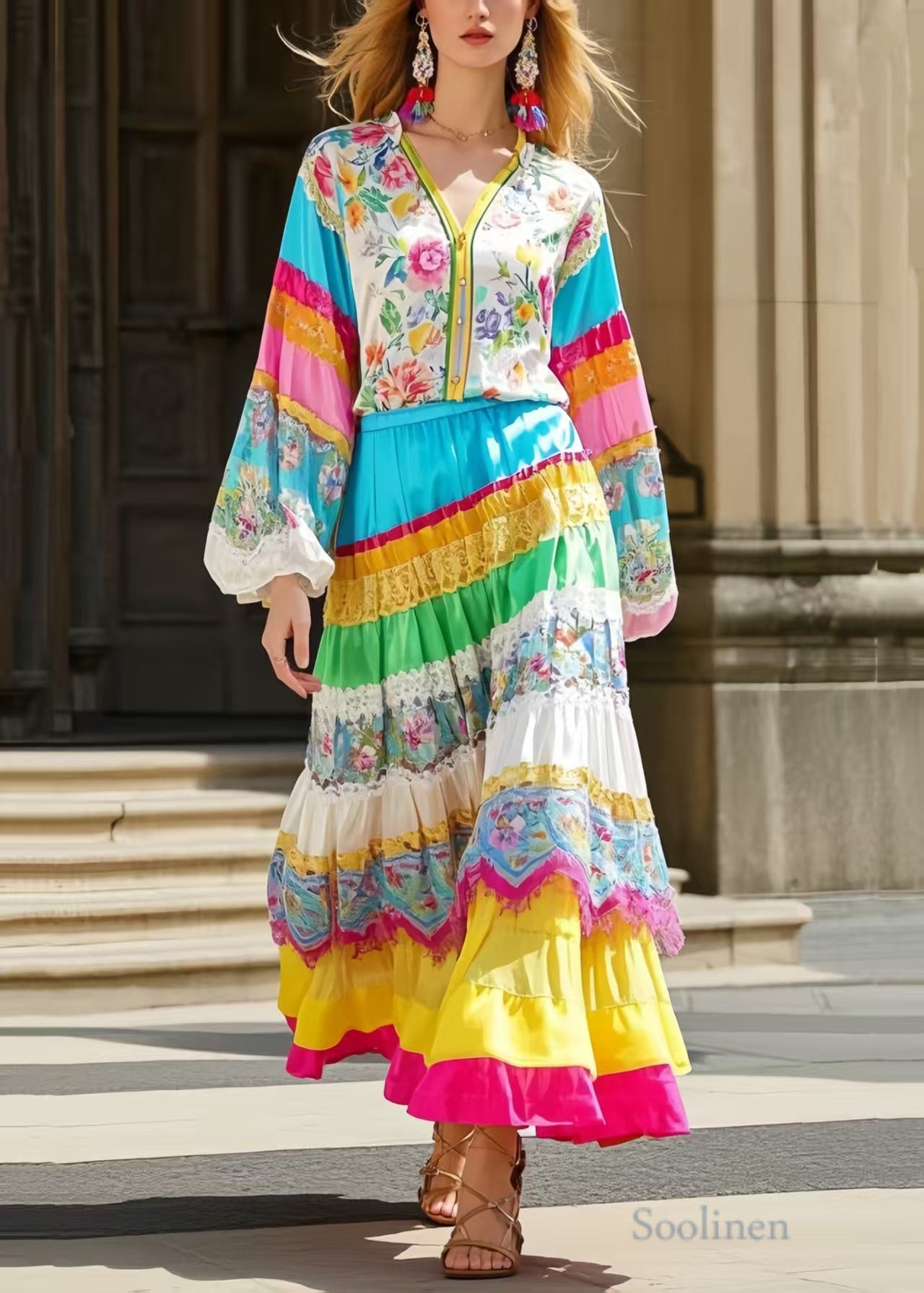 Style Polychrome Patchwork Skirts Spring