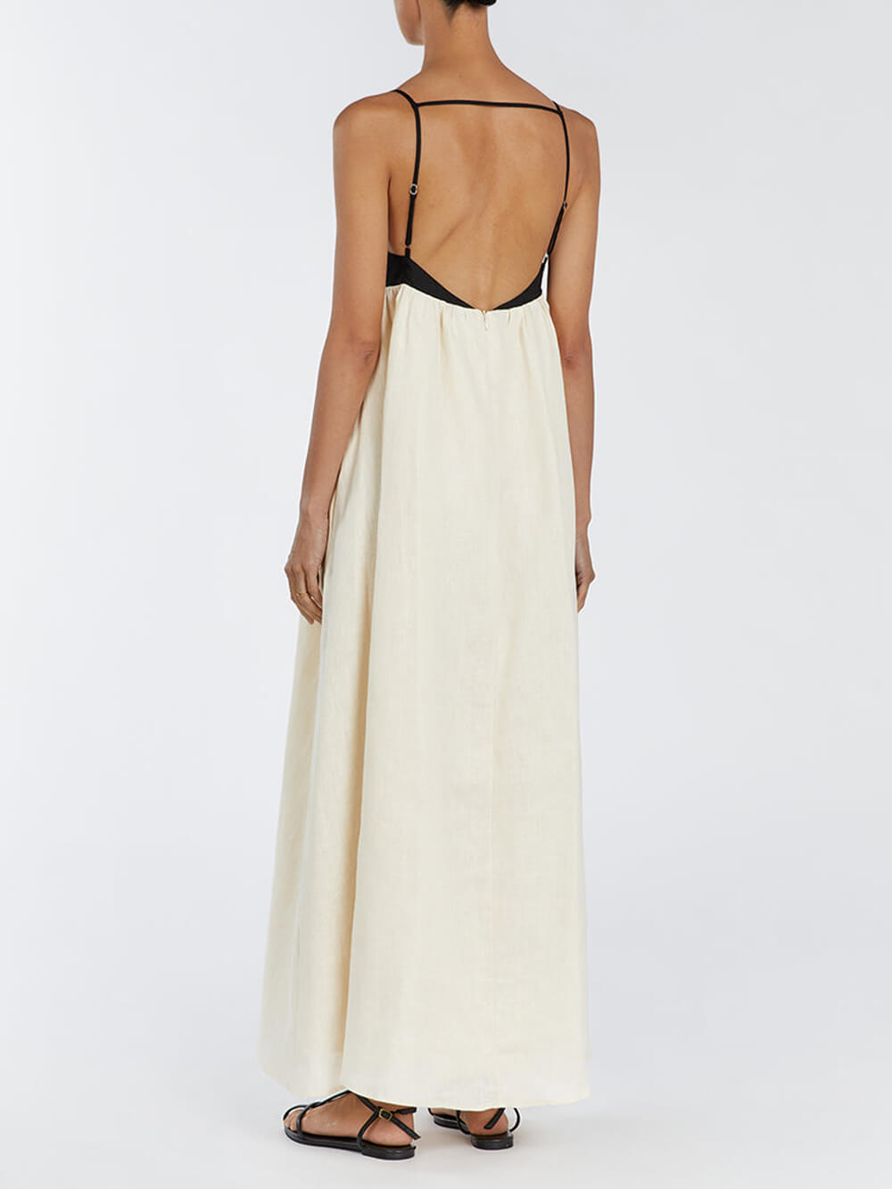 Black and White Loose Suspender Patchwork Maxi Dress